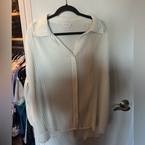 Good American White Pleated Blouse
